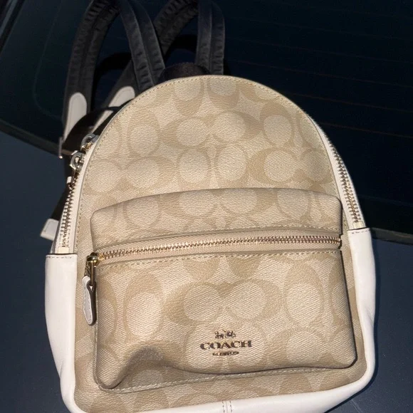 Coach Beige and Cream Women\'s Backpack COACH® Outlet | Large Court Backpack In Signature Canvas main image 3